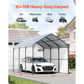 10' x 15' Metal Carport Heavy Duty Outdoor Car Shelter Garage for Boats